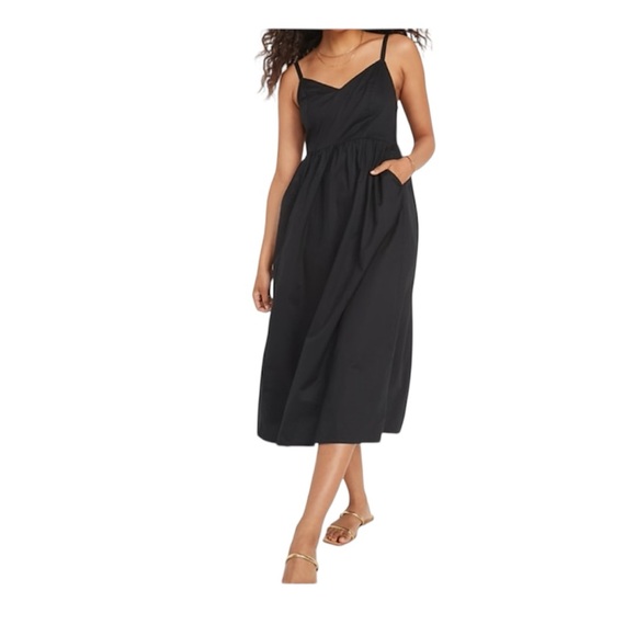 OLD NAVY NWT Cotton Poplin Cami Maxi Swing Dress, Black, Size Small - Picture 12 of 12